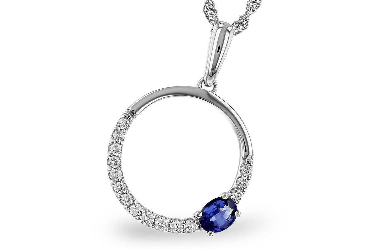 Circle Pendant Necklace with Emerald and Diamonds