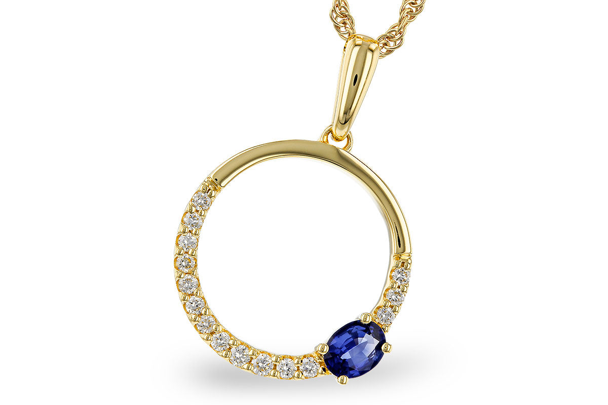 Circle Pendant Necklace with Emerald and Diamonds