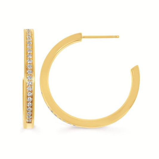 Diamond and Yellow Gold Hoop Earrings