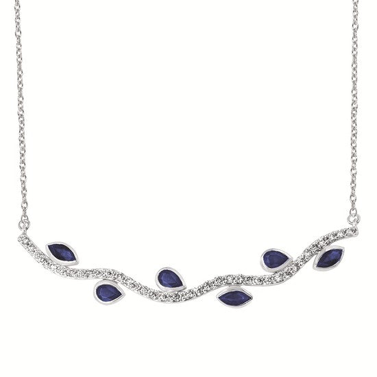 Sapphire and Diamond Leaf Pendant
