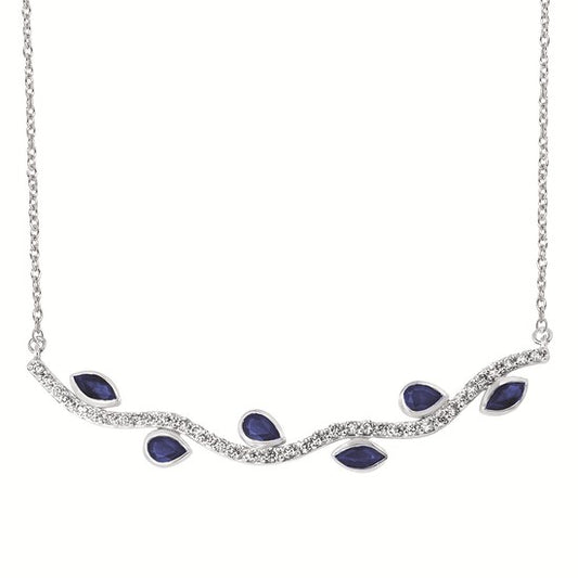Sapphire and Diamond Leaf Pendant