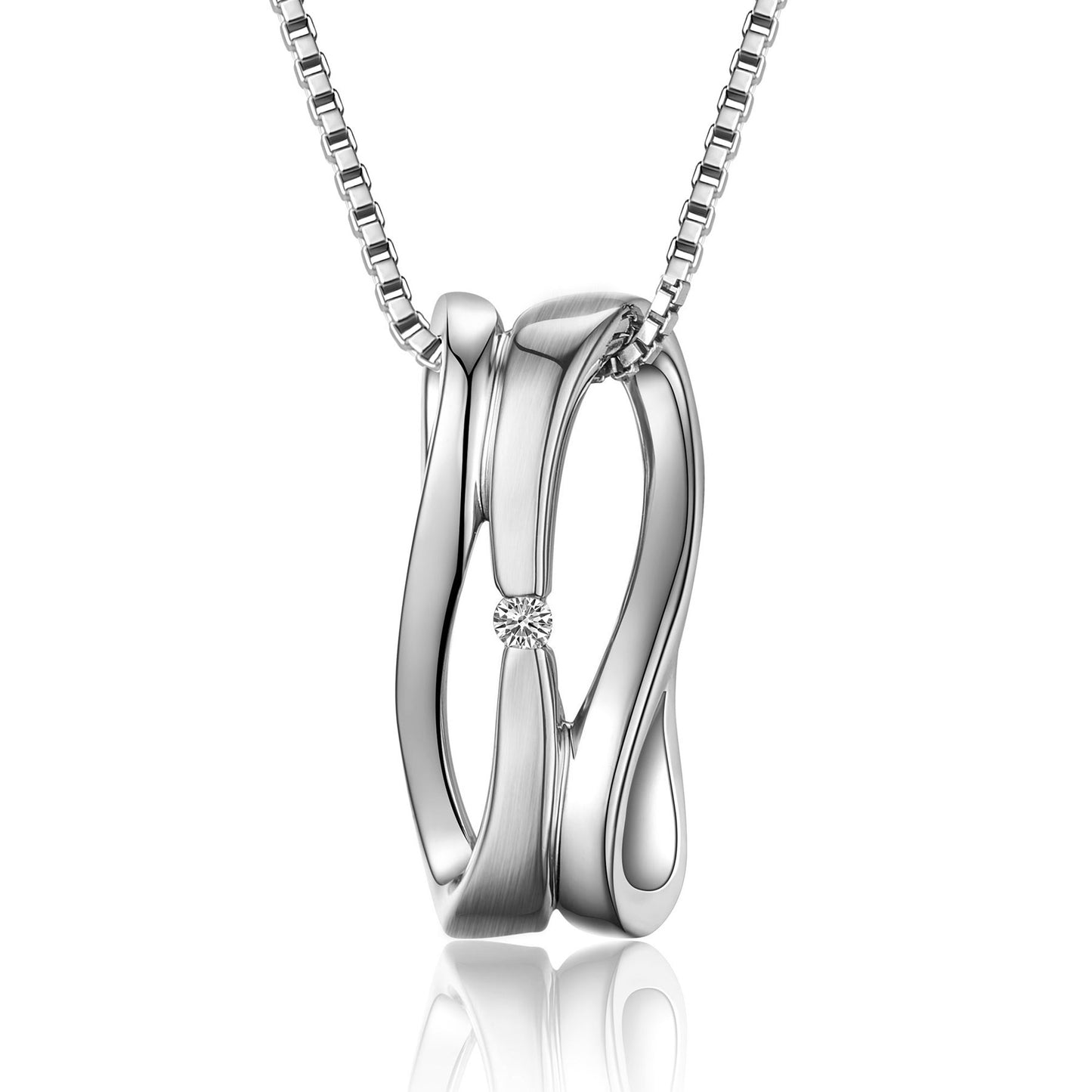 Belleni Diamond Matte And Polished Pendant Sterling Silver Polished/Matte Total Diamond Weight 0.02Ct