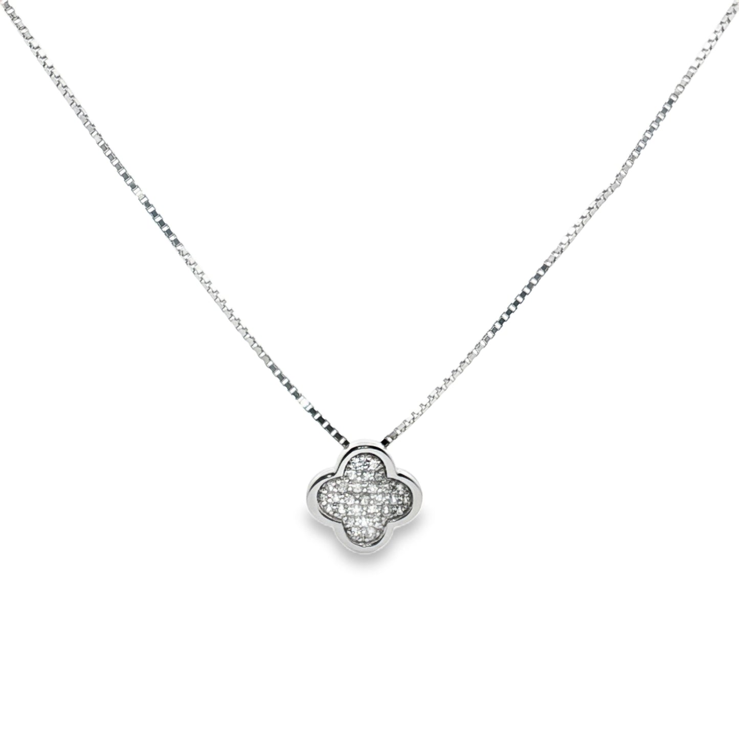 Sterling Silver and White Sapphire Clover