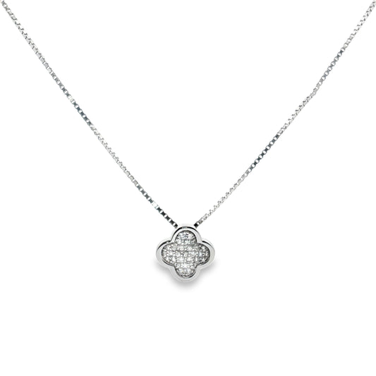 Sterling Silver and White Sapphire Clover