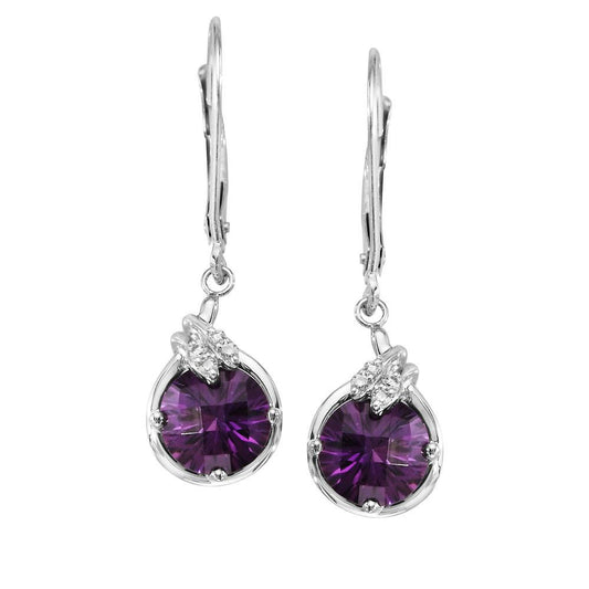 Amethyst Checkerboard Dangle Earrings