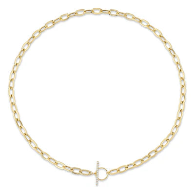 Diamond Paperclip Necklace with Toggle Clasp