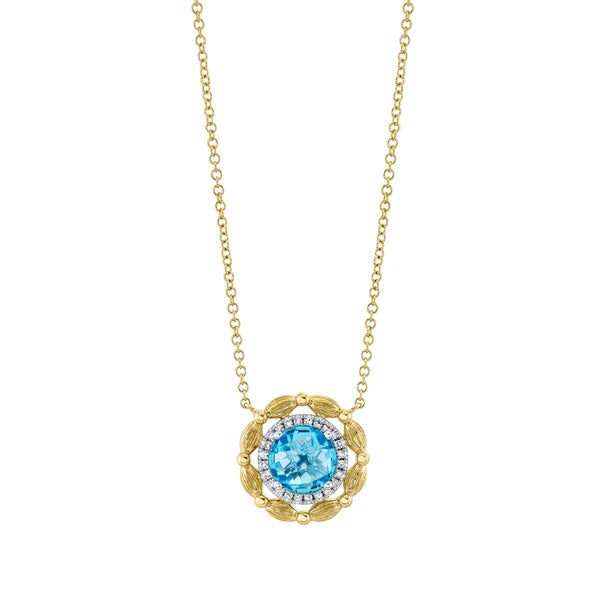 0.08CT DIAMOND & 1.52CT BLUE TOPAZ NECKLACE