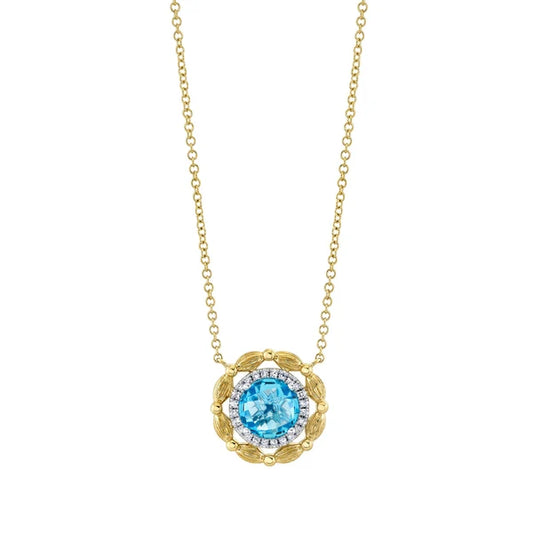 0.08CT DIAMOND & 1.52CT BLUE TOPAZ NECKLACE