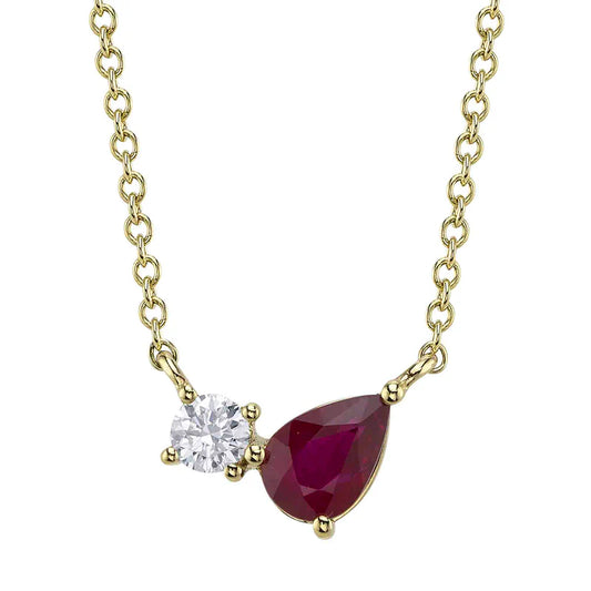 Ruby and Diamond Pear Necklace