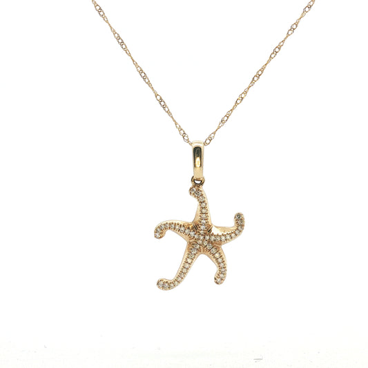 Yellow Gold and Diamond Starfish Pendant