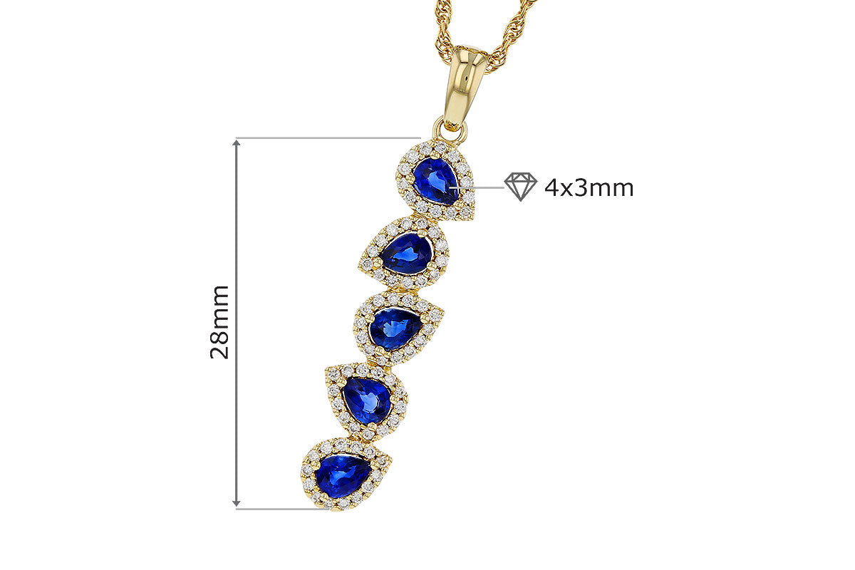Sapphire and Diamond Drop Pendant