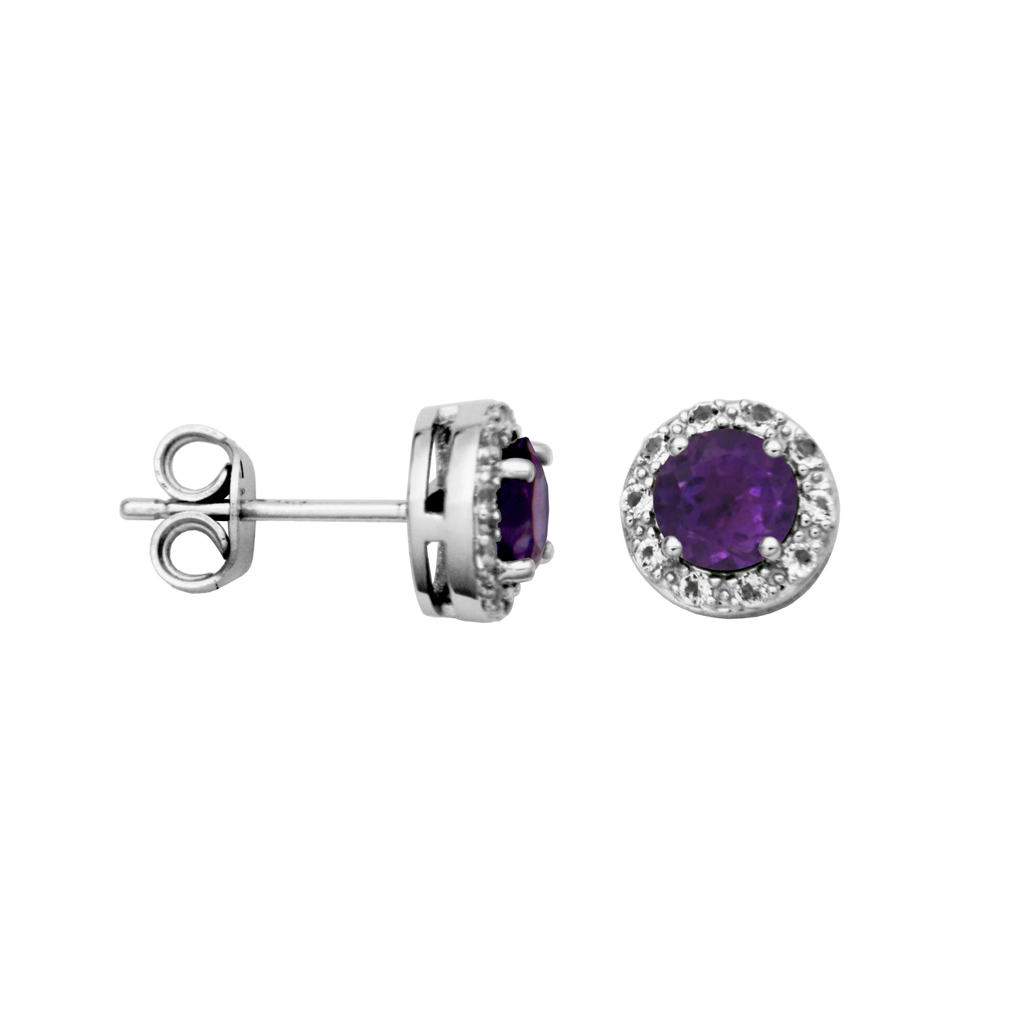 Birthstone Halo Stud Earrings