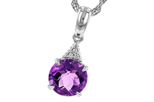 Amethyst and Diamond Drop Pendant