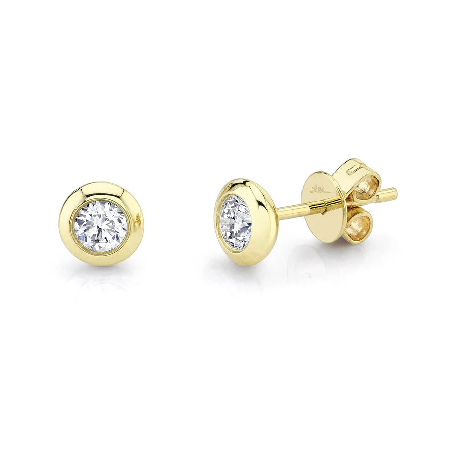 Diamond Bezel Stud Earrings