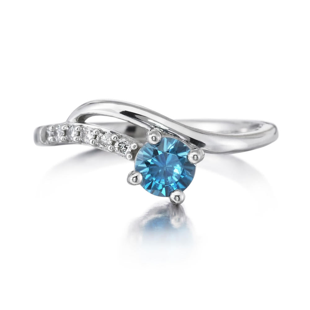 Blue Zircon Diamond Ring