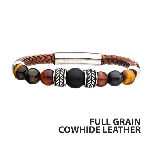 Brown Genuine Full Grain Cowhide Leather Bracelet