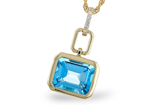Blue Topaz Paperclip Drop Pendant