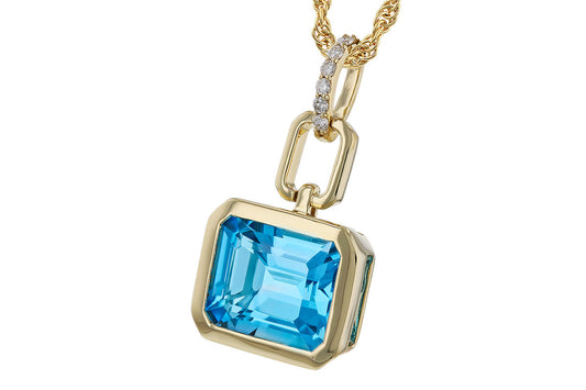 Blue Topaz Paperclip Drop Pendant
