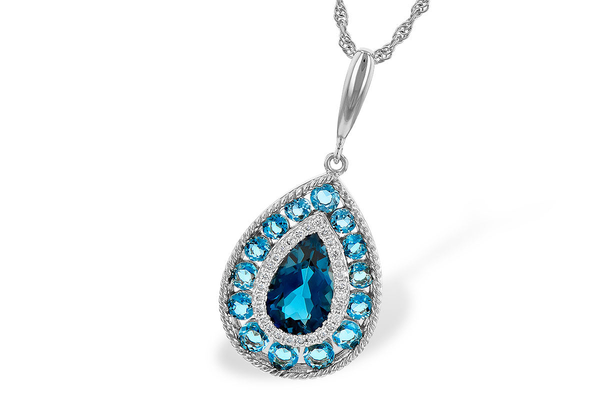 Pear Blue Topaz Necklace