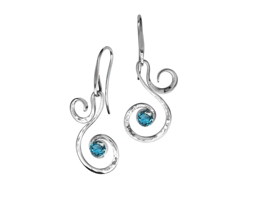 Fiddlehead Blue Topaz Earrings