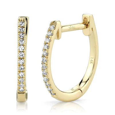 Yellow Gold Diamond Huggie Earrings
