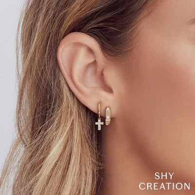 Three Diamond Huggie Earrings