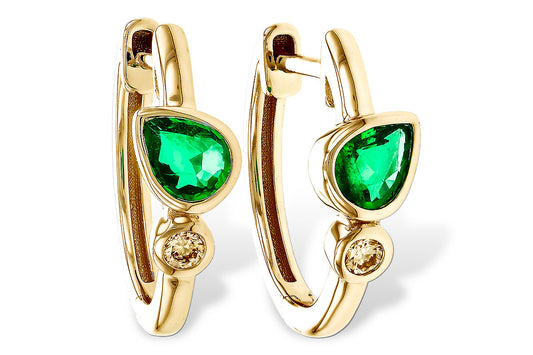 Emerald and Diamond Teardrop Earrings