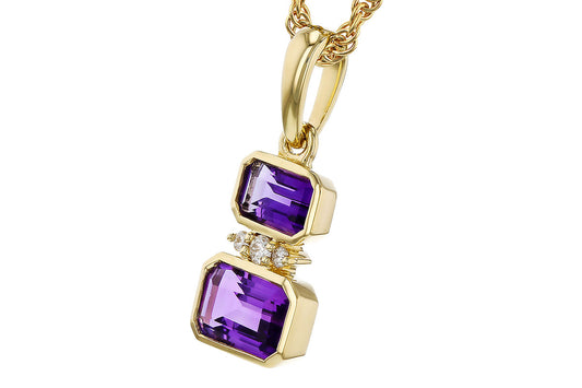 Amethyst and Diamond Drop Pendant