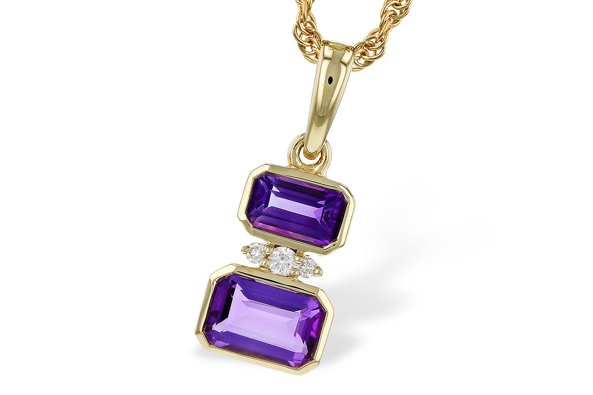 Amethyst and Diamond Drop Pendant