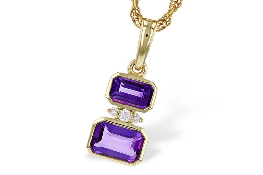 Amethyst and Diamond Drop Pendant