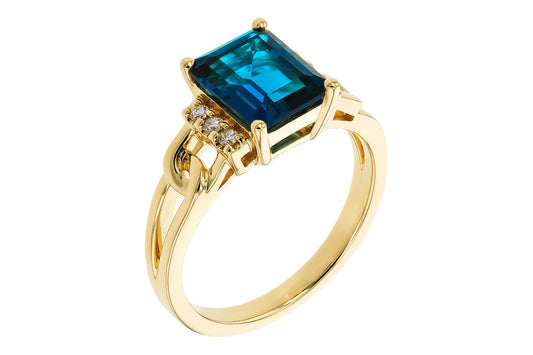 London Blue Topaz and Diamond Ring