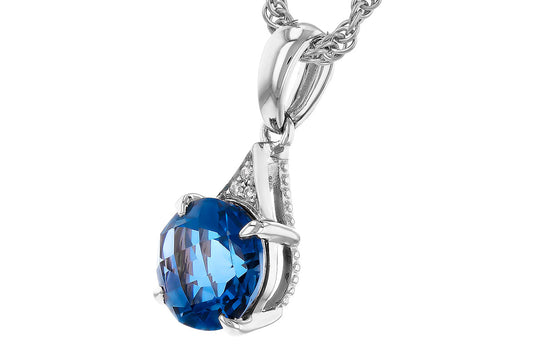 London Blue Topaz and Diamond Dangle Pendant