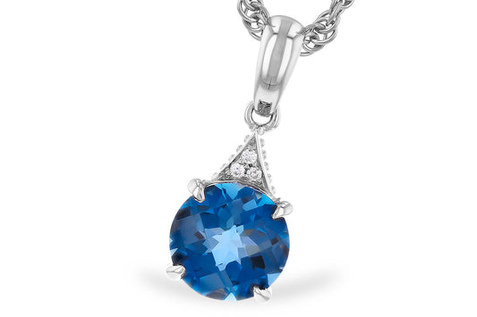 London Blue Topaz and Diamond Dangle Pendant