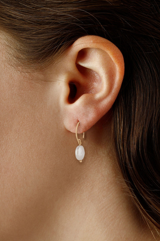 Coin Pearl Mini Simple Sweep Earrings