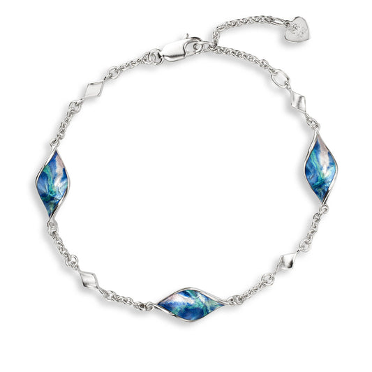 Blue Color 3-piece Aurora Marquise Twist Bracelet. Sterling Silver