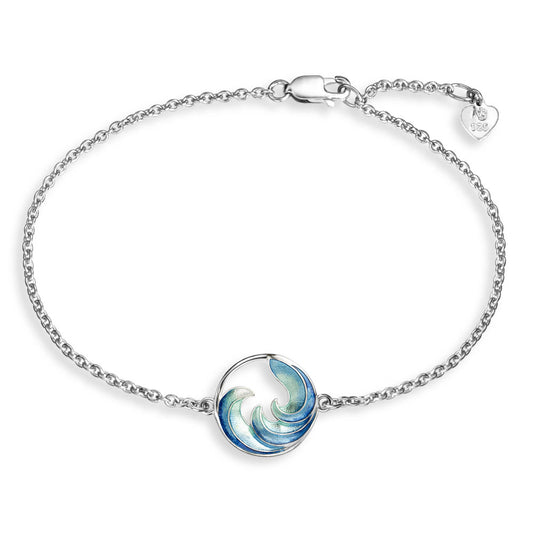 Blue Ocean Wave Bracelet. Sterling Silver