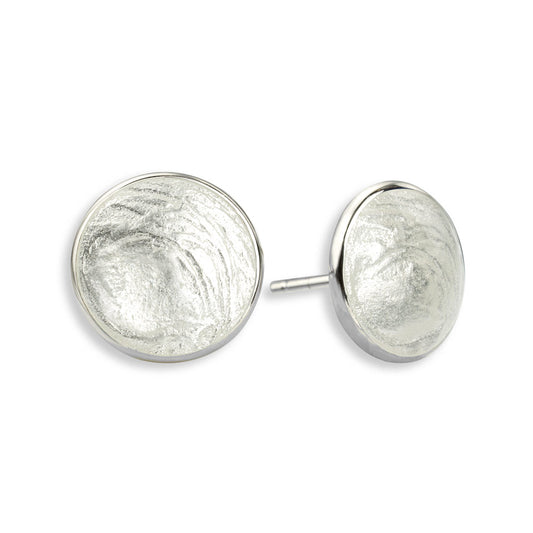 White Round Post Earrings. Sterling Silver