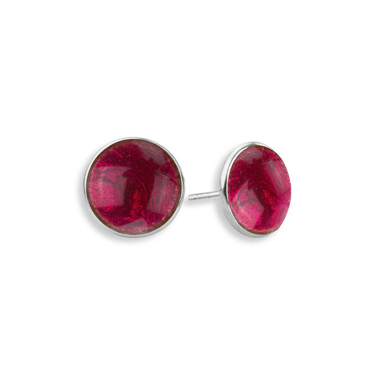 Red Dots Post - 8mm  Sterling Silver