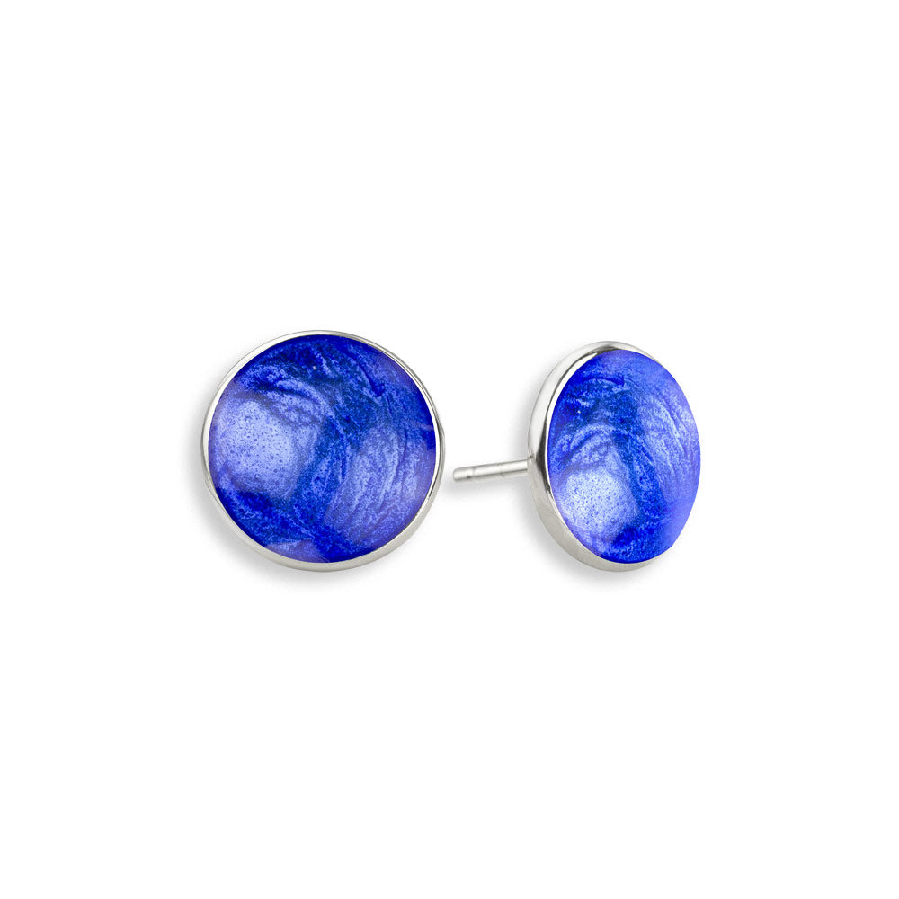 Blue Dots Post - 8mm  Sterling Silver