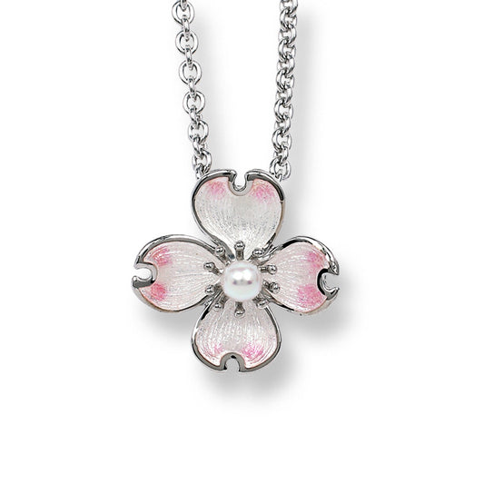 White Dogwood Necklace-Akoya Pearl. Sterling Silver