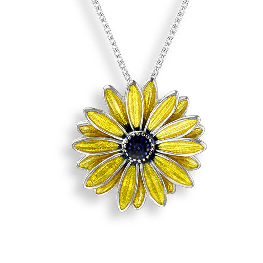 Yellow Sunflower Necklace. Sterling Silver