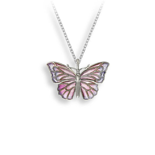 Purple Plique-a-Jour Butterfly Necklace. Sterling Silver