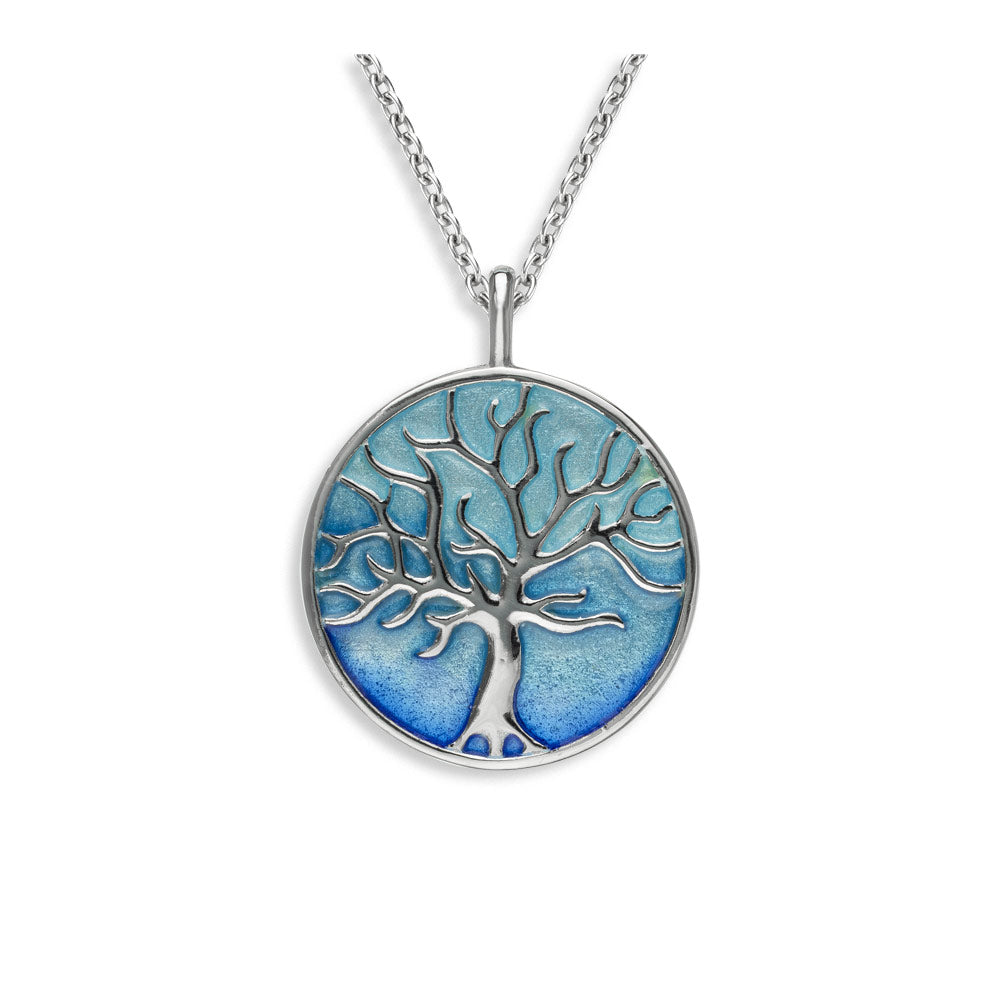 Blue Tree of Life Necklace. Sterling Silver