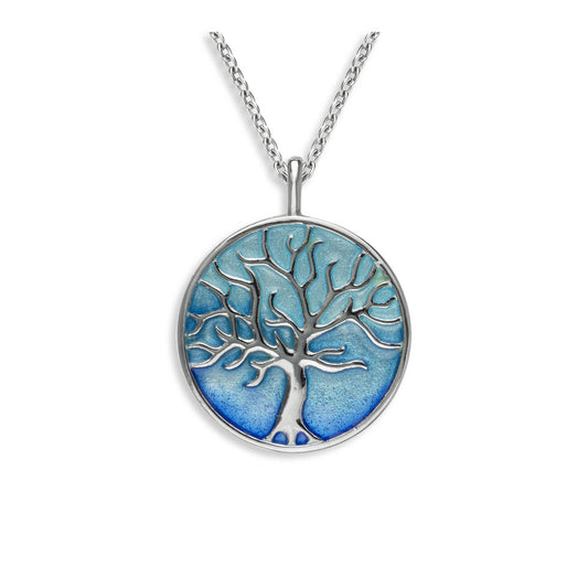 Blue Tree of Life Necklace. Sterling Silver