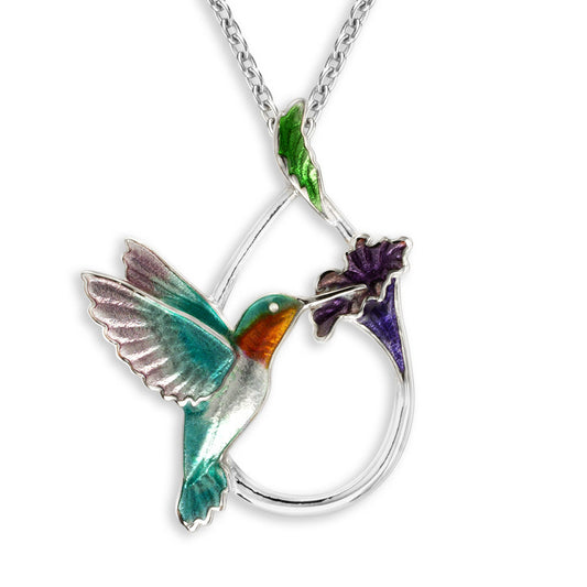 Turquoise Hummingbird Necklace. Sterling Silver