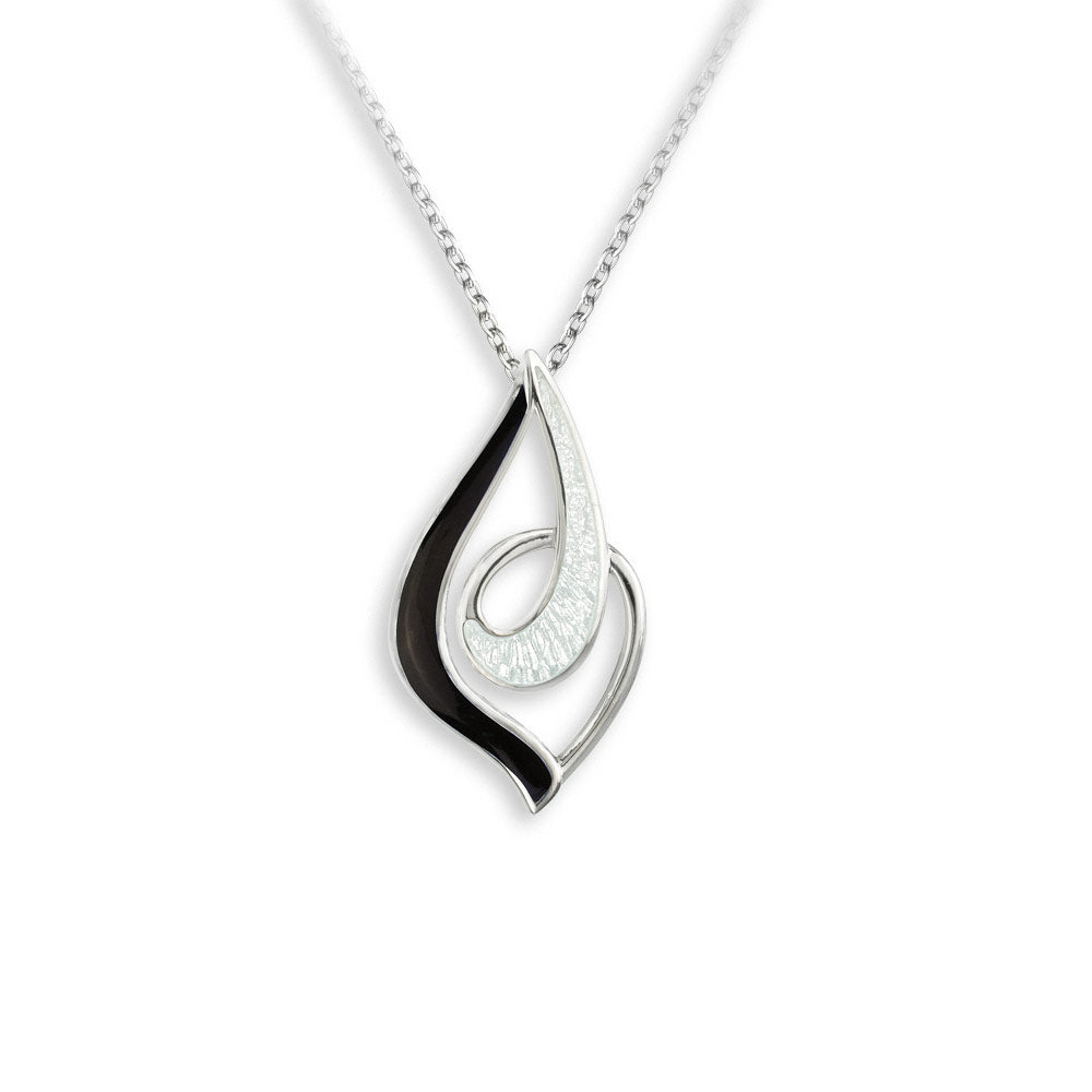 Black Marquise Necklace. Sterling Silver