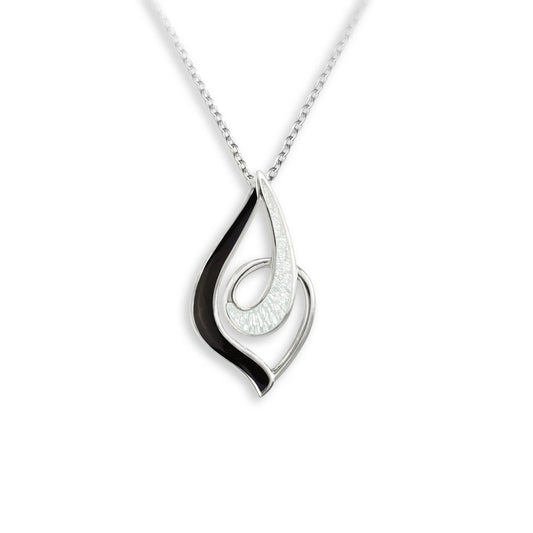 Black Marquise Necklace. Sterling Silver