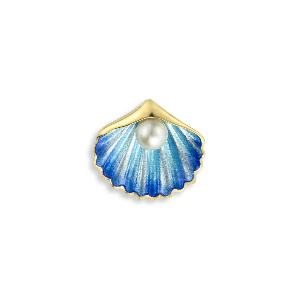 Blue Shell 18K Pendant. Akoya Pearl