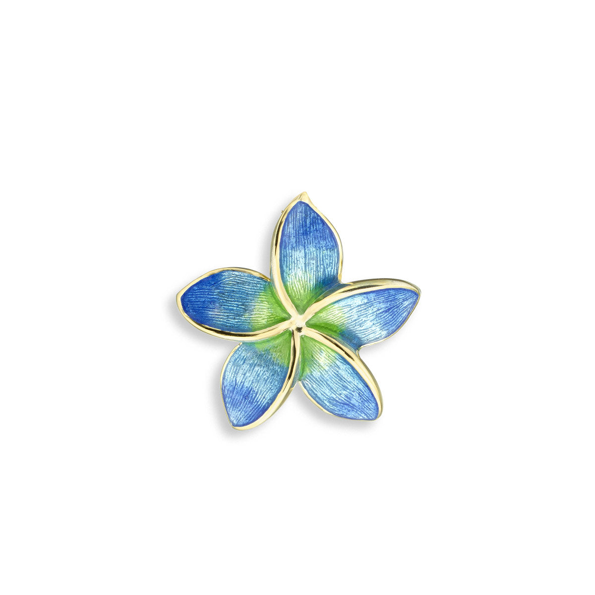 Blue Plumeria Pendant.18K Gold