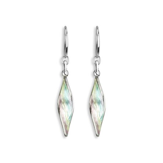 Green Aurora Wire Earrings. Sterling Silver